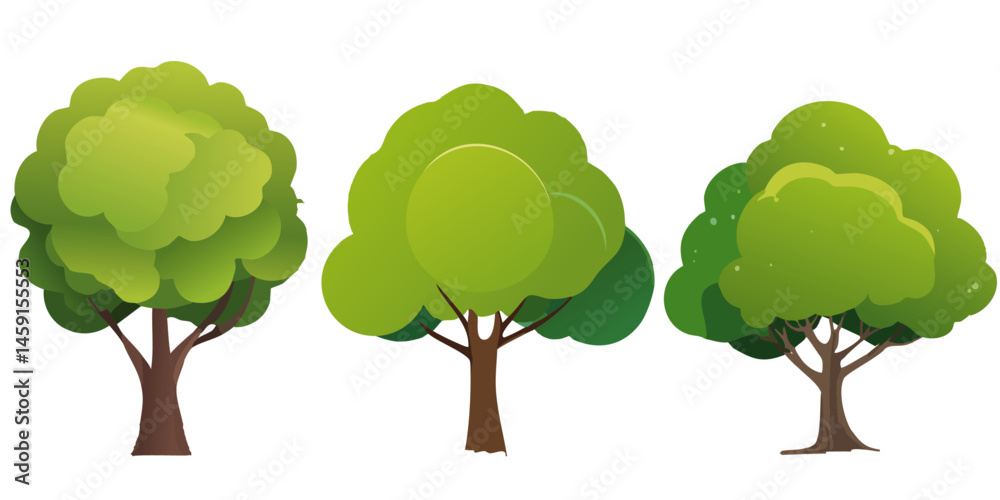 Fototapeta premium vector illustration of a green tree set line graphic design