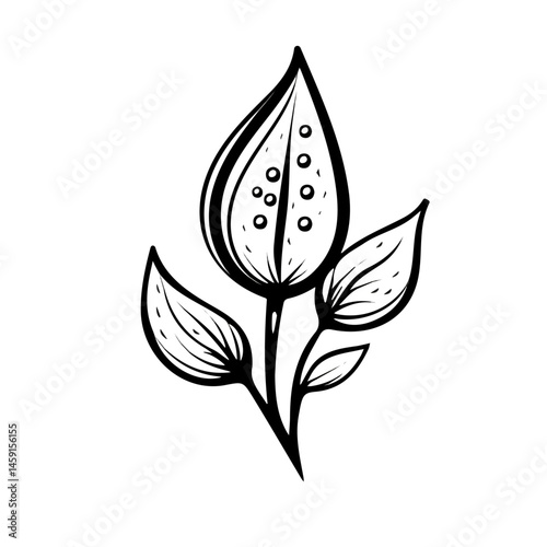 Sesame Seed symbol - minimalist black and white vector art - perfect for tattoos, logos - isolated on white