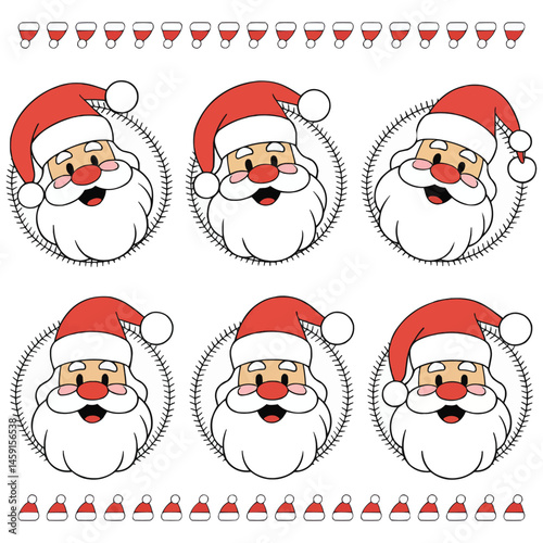 Merry and Bright Santa Faces Holiday Design