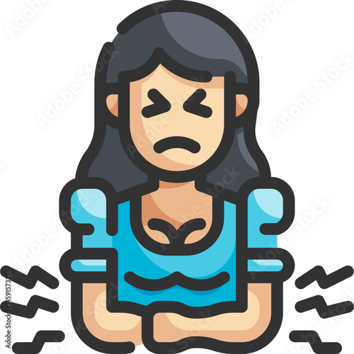 stomachache illustration on a white background     