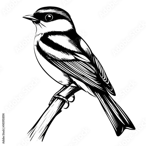 Shrike symbol - black and white design for tattoos, logos and vectors - isolated on white