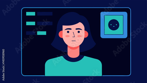 Facial Recognition Terminal A person looking into a facial recognition terminal with a digital screen displaying a grid overlay on their face and a progress bar showing Scanning.