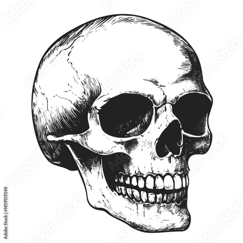 Skull symbol - black and white design for tattoos, logos and vectors - isolated on white