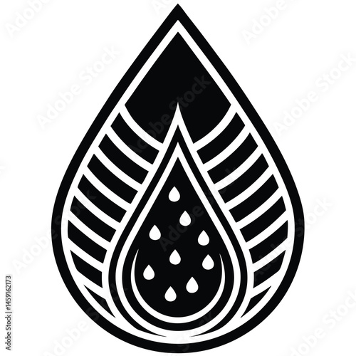 Abstract Geometric Teardrop Design with Water Droplets