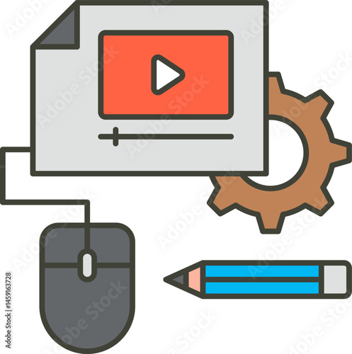 video lecture illustration on a white background    