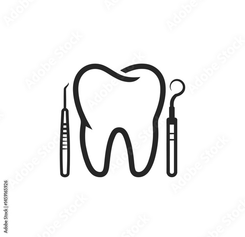 Dentist logon icon vector in black color on white background.