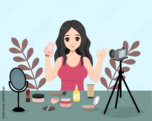 Beauty Vlogger Reviewing Makeup Products