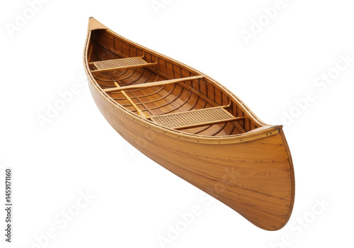 Graceful Wooden Canoe A handcrafted watercraft poised in the darkness
