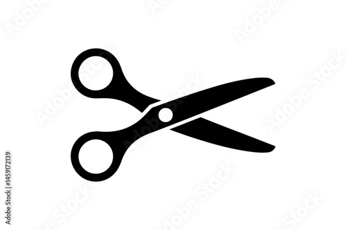 Black silhouette of scissors with open blades