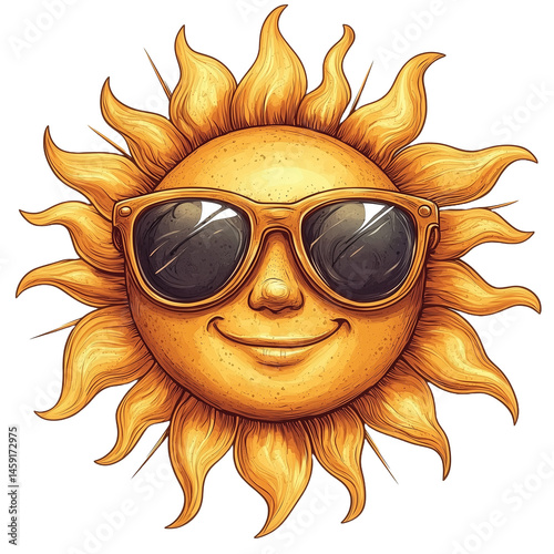 sun with sunglasses