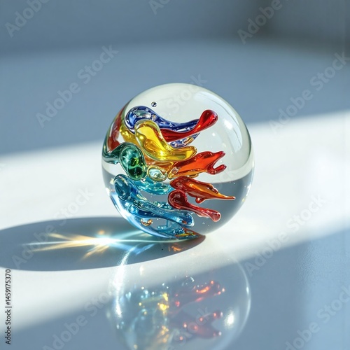 Glass Sphere with Decoration | glass globe on white background
