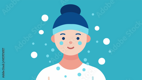 Facial Massage Technique An illustration depicting a skincare professional using a facial massage technique with nanoparticles illustrated as sparkles moving through the skin.