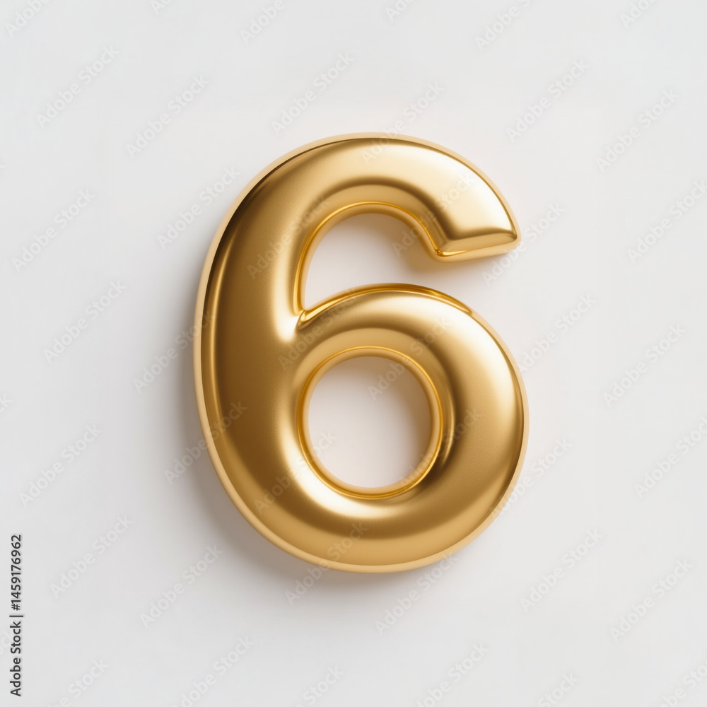 Golden 3D Number 6 Golden 3D Number 6