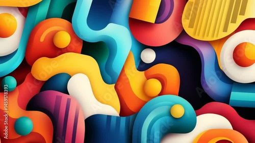 Colorful Abstract Geometric Pattern Animation, Dynamic Shapes and Vibrant Colors
