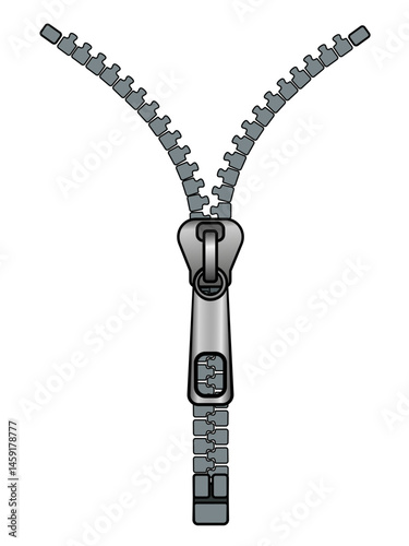 Zipper closure close-up. Zipper outline. Linear Vector Image. Linear image with gradient.	