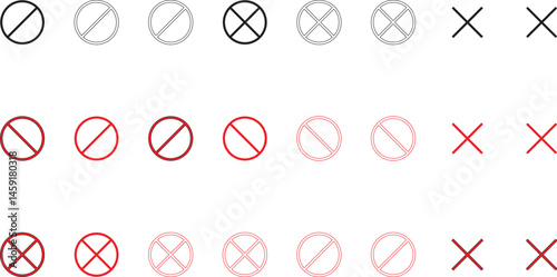 Set of prohibition sign icon. Prohibition signs. Vector illustration.