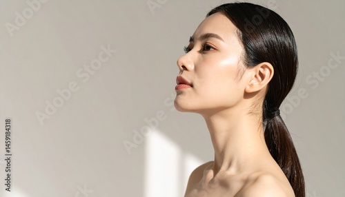 美しい日本人女性のモデルの顔のクローズアップ