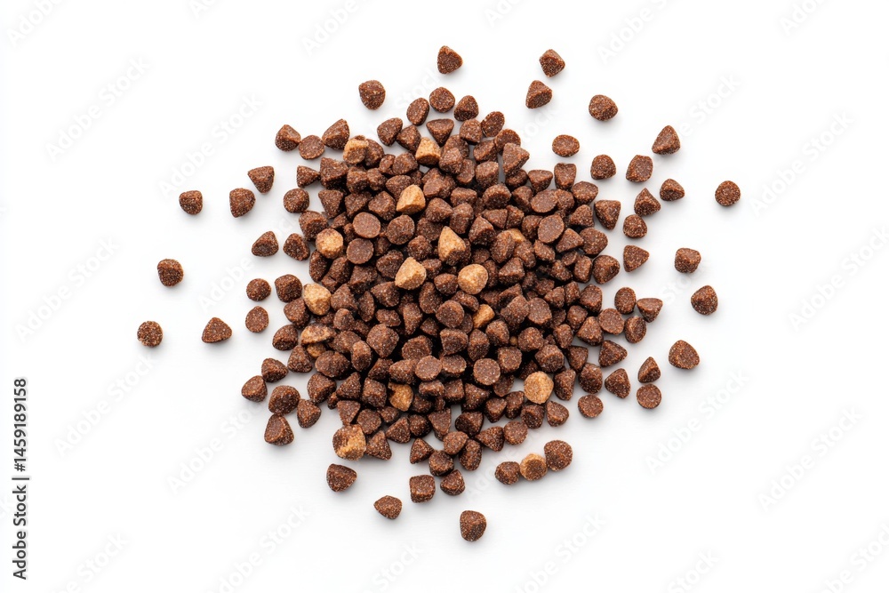 Pile of chocolate chips, scattered, various shades of brown Pile of chocolate chips, scattered, various shades of brown