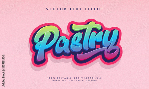 Colorful and editable pastry text effect vector.  Perfect for bakery logos and designs.