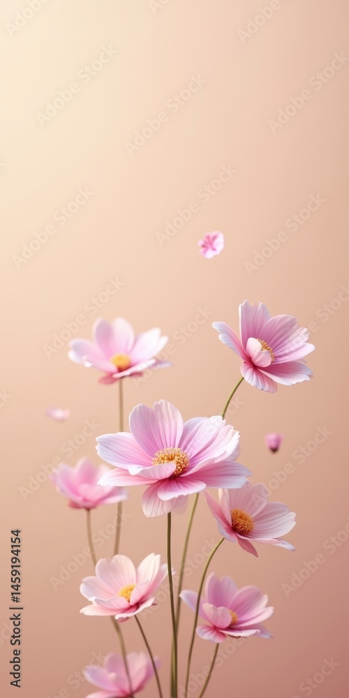 Fototapeta premium Pretty pink and white flowers with yellow centers
