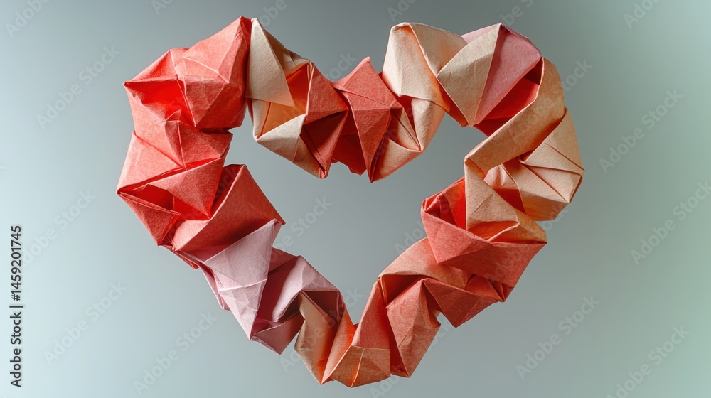 Obraz premium A meticulously crafted origami heart, showcasing love and artistic folding techniques.