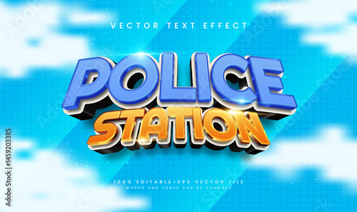 3D Police Station text effect, editable vector file, easily change words and fonts.