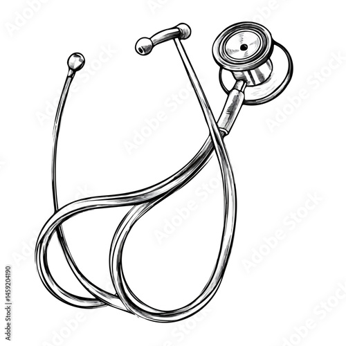 Stethoscope symbol - black and white design for tattoos, logos and vectors - isolated on white