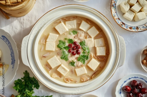 Homemade tofu stewed with red beans