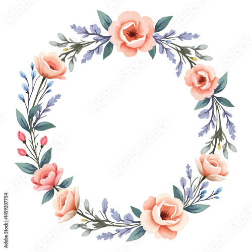 frame of flowers watercolor