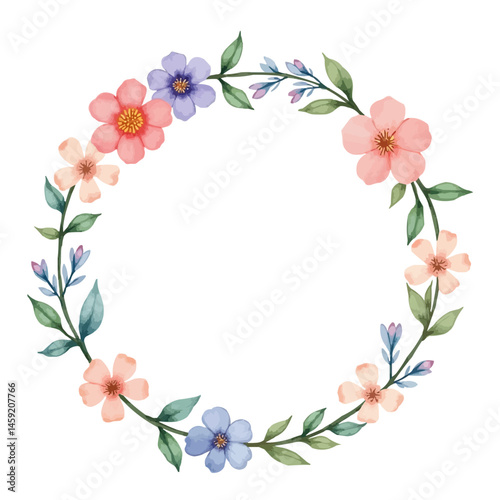frame of flowers watercolor