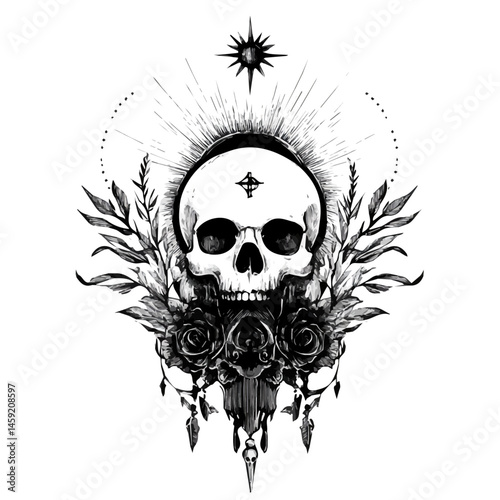 Tarot Card symbol - black and white design for tattoos, logos and vectors - isolated on white