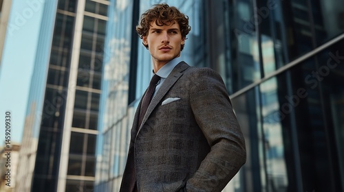 Sophisticated Man in Grey Suit, Urban Business Fashion photo