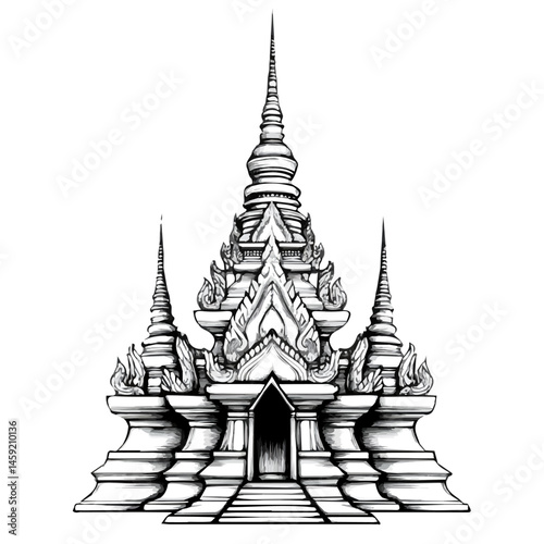 Black and white Temple symbol, perfect for tattoos, vectors, logos, isolated on a white background.