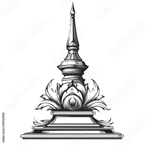 Temple symbol - minimalist black and white vector art - perfect for tattoos, logos - isolated on white