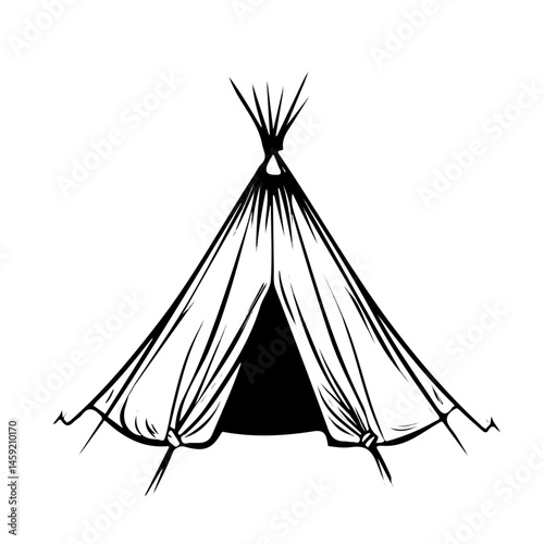 Black and white Tent symbol, perfect for tattoos, vectors, logos, isolated on a white background.