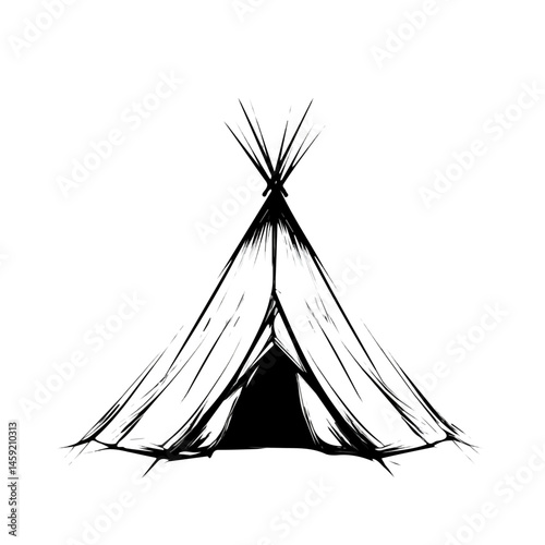 Tent symbol - minimalist black and white vector art - perfect for tattoos, logos - isolated on white