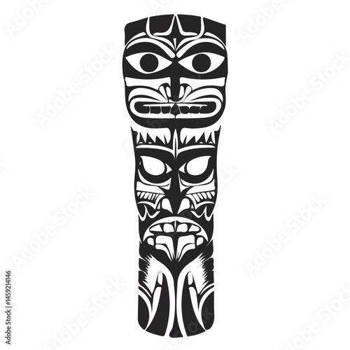 Black and white Totem symbol, perfect for tattoos, vectors, logos, isolated on a white background.