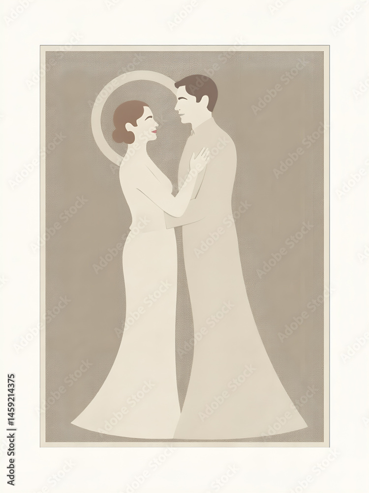 Fototapeta premium Cubist Wedding Invitation with Fragmented Perspectives