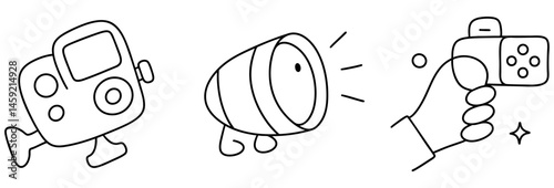 simple camera snapshot captures playful scene with camera, spotlight, and hand holding camera