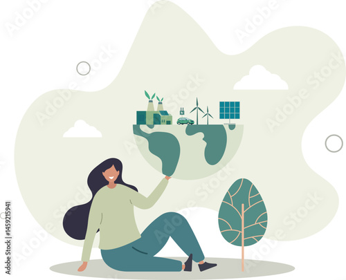 Eco friendly sustainable, help make the world a better place, climate change problem concept. character life .