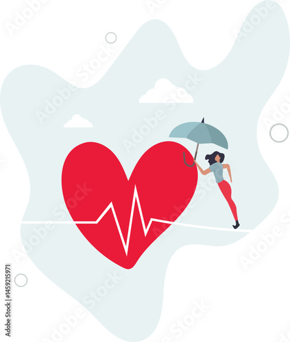 Health insurance, medical risk or healthcare protection, patient security or disease and illness care concept. character life .