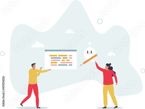 AI writing and artificial intelligence usage for content creation .Machine automation for digital text typing and author assistance. character life .