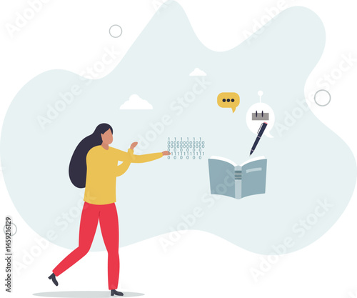 AI writing and artificial intelligence usage for typing.Artificial intelligence as effective and smart automation tool for copywriters and content creators. character life .