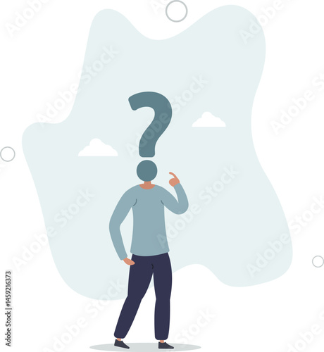 Thinking skeptical man .Puzzlement, doubts, uncertainty, difficult choices, character life .