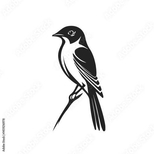 Black and white Trogon symbol, perfect for tattoos, vectors, logos, isolated on a white background.