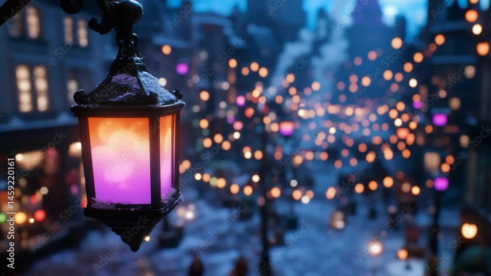Lamp post with a town square lights Lamp post with a town square lights