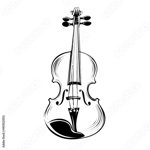 Violin symbol - black and white & minimalist design for tattoos, logos, vectors - isolated on white background.