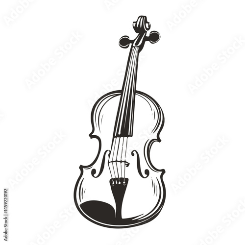 Violin symbol - black and white & minimalist design for tattoos, logos, vectors - isolated on white background.