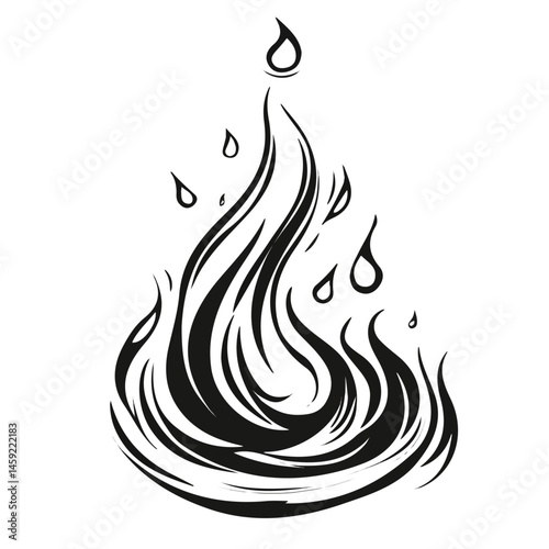 Black and white Water symbol, perfect for tattoos, vectors, logos, isolated on a white background.