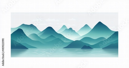 Beautiful sunrise between mountains and rivers
